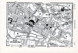 Bad Homburg 1933 kl. orig. Stadtplan + engl. Reisef. (3 S.) Saalburg Kurpark - Picture 1 of 2