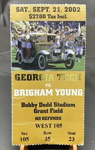BYU at Georgia Tech September 21, 2002 Ticket - Picture 1 of 3