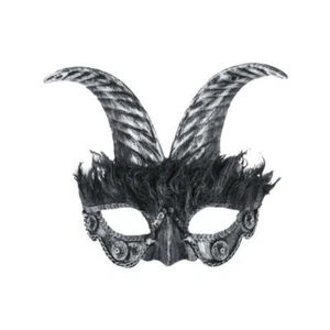 Silver Masquerade Horned Mask Adult - Picture 1 of 2