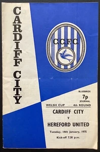 1975 CARDIFF CITY v HEREFORD UNITED programme WELSH CUP 4th ROUND  - Picture 1 of 1