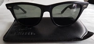 RAY-BAN B&L WAYFARER II VINTAGE BLACK 54()20 145 ORIGINAL!!! - Foto 1 di 8