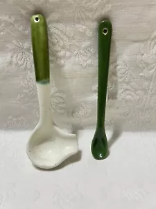 Keramikkelle weiß/grün & grüner Keramiklöffel - Bild 1 von 8