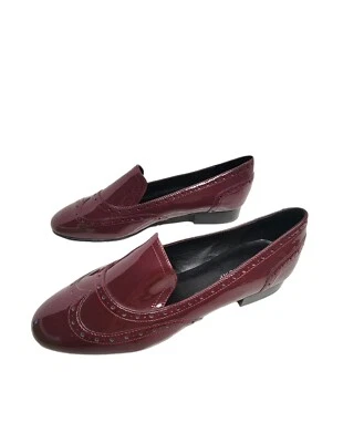 Mocassim feminino Ivanka Trump couro envernizado sapatos baixos Borgonha tamanho 9 - Imagem 1 de 4