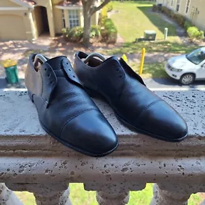 Raro!SALVATORE FERRAGAMO "LAVORAZIONE ORIGINALE" cuero negro puntera 102E $1295 - Imagen 1 de 8