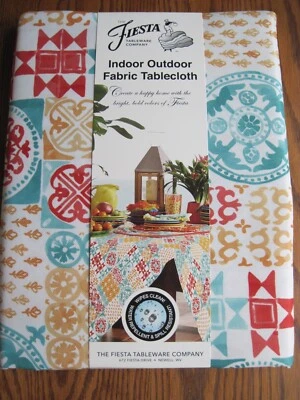 Fiesta Indoor Outdoor Tablecloth 60 x 84" Water Repellent Mosaic New - Image 1 of 4