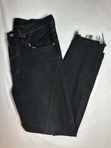Levi’s Jeans Damen 28 schwarz 501 Button Fly ausgefranste Bündchen Distressed Denim - Bild 1 von 8