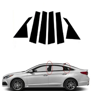 For Hyundai Sonata 2015-2019 Glossy Black Pillar Posts Door Side Window Cover - Picture 1 of 11
