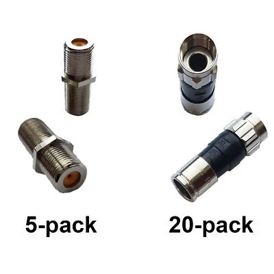 20(TWENTY)PPC EX6XL PLUS RG6 连接器 +5 F81 Barrel DIRECTV DISH EX6XLPLUS — 第 1/4 张图片