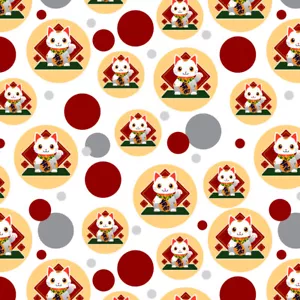 Süße Glückskatze Maneki-Neko Premium Geschenkpapier Rolle - Bild 1 von 4