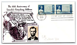 #978 Abraham Lincoln's Gettysburg Dirección 85 Aniversario Crosby Foto Cachet (LG8 - Imagen 1 de 1