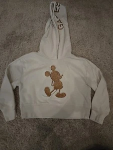 Gap Kids Mickey Mouse Glitter Disney Hoodie Sweater Beige Gold Size M 8  - Picture 1 of 8