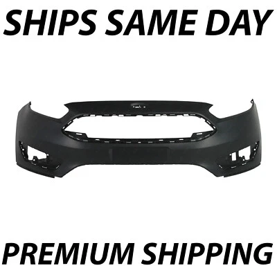 PRIMERED Front Bumper Cover SHIPS UNFOLDED for 2015 2016 2017 2018 Ford Focus - Image 1 of 4