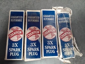Four NOS Champion 3X Spark Plugs Model A Model B 4 Cylinder Banger Hot Rod - Picture 1 of 5