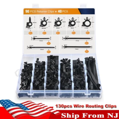 Juego de abrazaderas de arnés de cableado de automóvil 130 piezas clips de retención de cable y manguera universales Foto 1 de 4