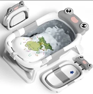 Cooseya faltbare tragbare faltbare Reise BABY BADEWANNE grau Frosch & Kissen NEU - Bild 1 von 6
