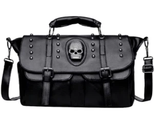 Ella and Elly Black Skull Double Buckle Crossbody Tote Bag - Picture 1 of 4