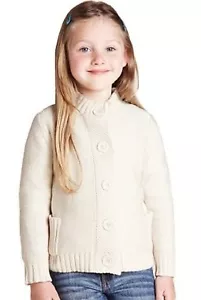 Cardigan bambina bianco sporco/crema/ecrù con tasche 4-5 anni (Marks & Spencer) - Foto 1 di 2