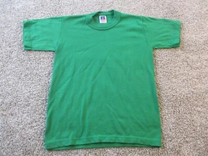 Vintage Russell Athletic Shirt Youth Made USA  Blank Green Small - Picture 1 of 6
