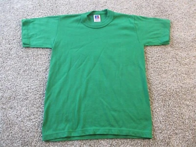 Camisa Atlética Russell Vintage Hecha en Juventud EE. UU. Verde en Blanco Pequeña Foto 1 de 4