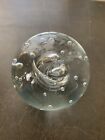 Vintage Clear Glass Tornado Paperweight With Dispersed Bubbles