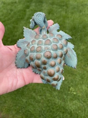 Solid Brass Door Knocker Gold Grapes With Green Leaf 6” Vineyard Vintage Heavy - Image 1 of 4