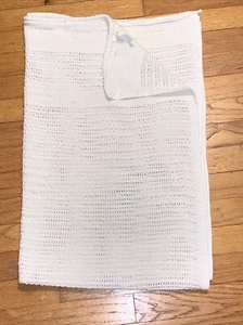 VTG WPL 1675 Beacon White Open Weave Woven Cotton Baby Blanket USA MADE - Picture 1 of 6