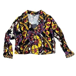 Haute Hippie schwarz & gelb Boho Print Surplice Neck Wickel Style Crop Bluse Gr. L - Bild 1 von 12