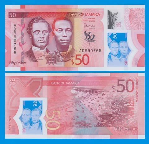 Jamaica 50 Dollar P 96 New 2023 (2022) Polymer UNC Cover