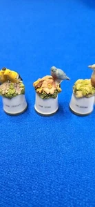 Thimbles Sutherland Porcelain US State Birds And Flowers Lot Of 3 - Picture 1 of 2