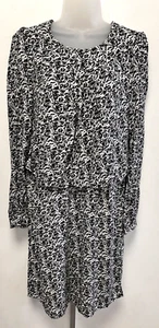 NEW! Noa Noa Small UK8 black/white floral part lined long sleeved dress - Picture 1 of 12