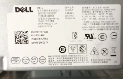 0WC1T4 0DM1RW Dell XPS 8930 460W HU460AM-01, AC460AM-01 Power Supply, Fast Ship - Image 1 of 4