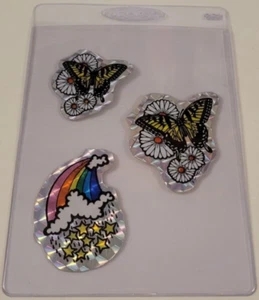 BUTTERFLYS Flowers RAINBOW 1980's PRISMATIC Prism VENDING MACHINE STICKER CARDS - Picture 1 of 3
