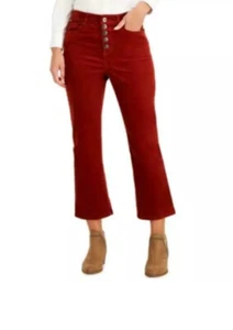 Style & Co Cordhose Übergröße Button Fly Cropped Flare rötlich Bootcut - Bild 1 von 12