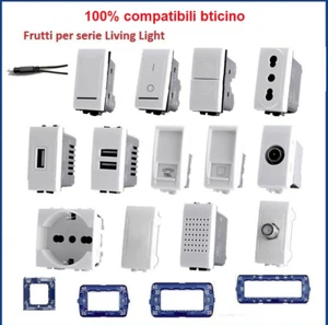 Bticino living light bianca compatibile presa schuko pulsante usb placca tv - Foto 1 di 33
