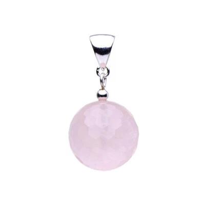 Ciondolo In Quarzo Rosa Reale E Argento 925, Ø16Mm, Rosa, Facettato, Donna - Immagine 1 di 4