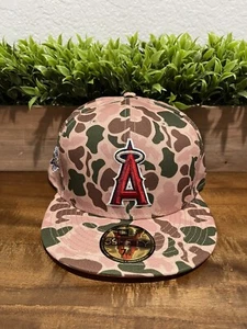 New Era 59Fifty MLB Los Angeles Angels 2002 WS Patch Duck Camo Fitted Hat 7 5/8 - Picture 1 of 7