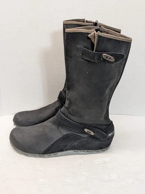 Merrell Women's Mid calf Boots Black Waterproof Grip Outsoles Zip Close Size 8 - Image 1 of 4