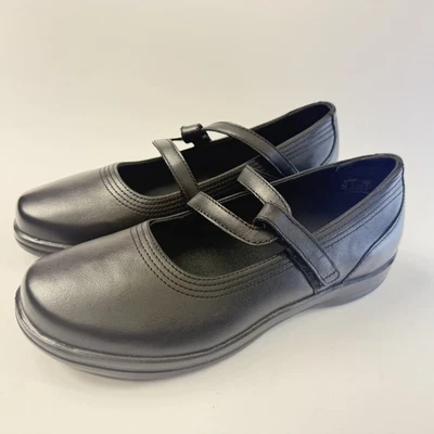 Apex 女式休闲鞋花瓣 A300W 8 码中号黑色皮革 Mary Jane 全新 — 第 1/4 张图片