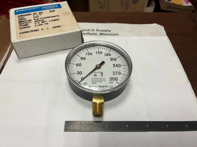 Manómetro Ashcroft 35W1005PH 02L XUL, 3-1/2", 0/300 PSI, hecho en Estados Unidos Foto 1 de 4