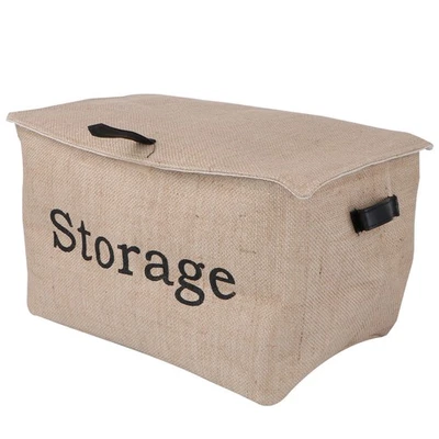 Foldable Storage Box Jute Material for Underwear Pants Organizer Light Brown - Image 1 of 4