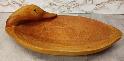 Резная/раскрашенная вручную деревянная чаша для утки, зеленая Baltimore, MD - 12 дюймов x 7 дюймов - Изображение 1 из 4