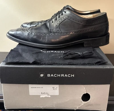 Bachrach Modern Wing Tip Lace Up Dress Shoes Size 13D Black $148 - Image 1 of 4