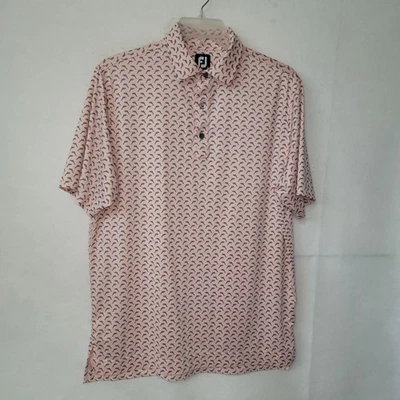 Camisa FootJoy Para Hombre M Coral Rosa Delfín Estampado Completo Golf Polo Rendimiento Foto 1 de 4
