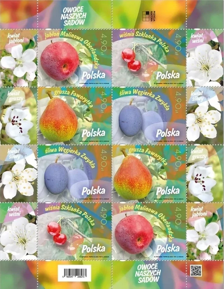 Poland 2025. Flora. Natura. Fruits of Our Orchards. Mini sheet. MNH - Image 1 of 1
