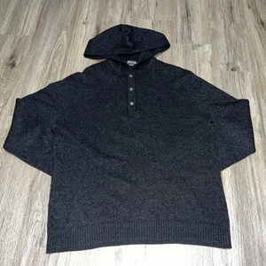 Michael Kors Wool Hooded Sweater Men’s Large Gray Black Long Sleeve Button Up - Picture 1 of 5