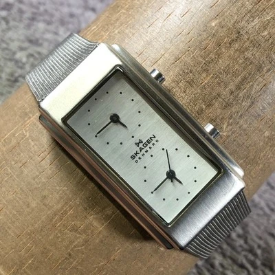 Женские кварцевые часы Skagen 70USS Dress Dual Time серебристый миланский ремешок 23 мм 8 дюймов - Изображение 1 из 4
