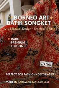 2M Malaysian Batik Fabric | Tribal Boho Material for Sewing Dress Skirt |Sarawak - Picture 1 of 5