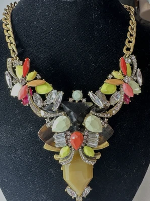 J. Crew Necklace Statement Pendant Neon Simulated Tortoiseshell - Image 1 of 4