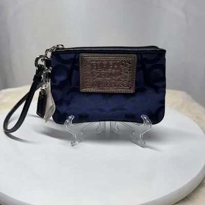 Coach Poppy Signature C Navy Blue Wristlet 42891. New with tags. - Image 1 of 4
