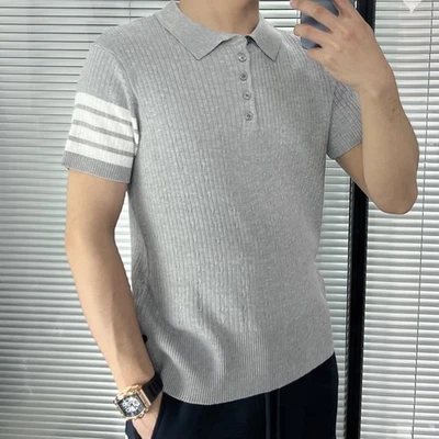 Nuevo Top Thom Browne Hombre/Mujer Clásico a Rayas Informal Tejido Manga Corta Foto 1 de 4